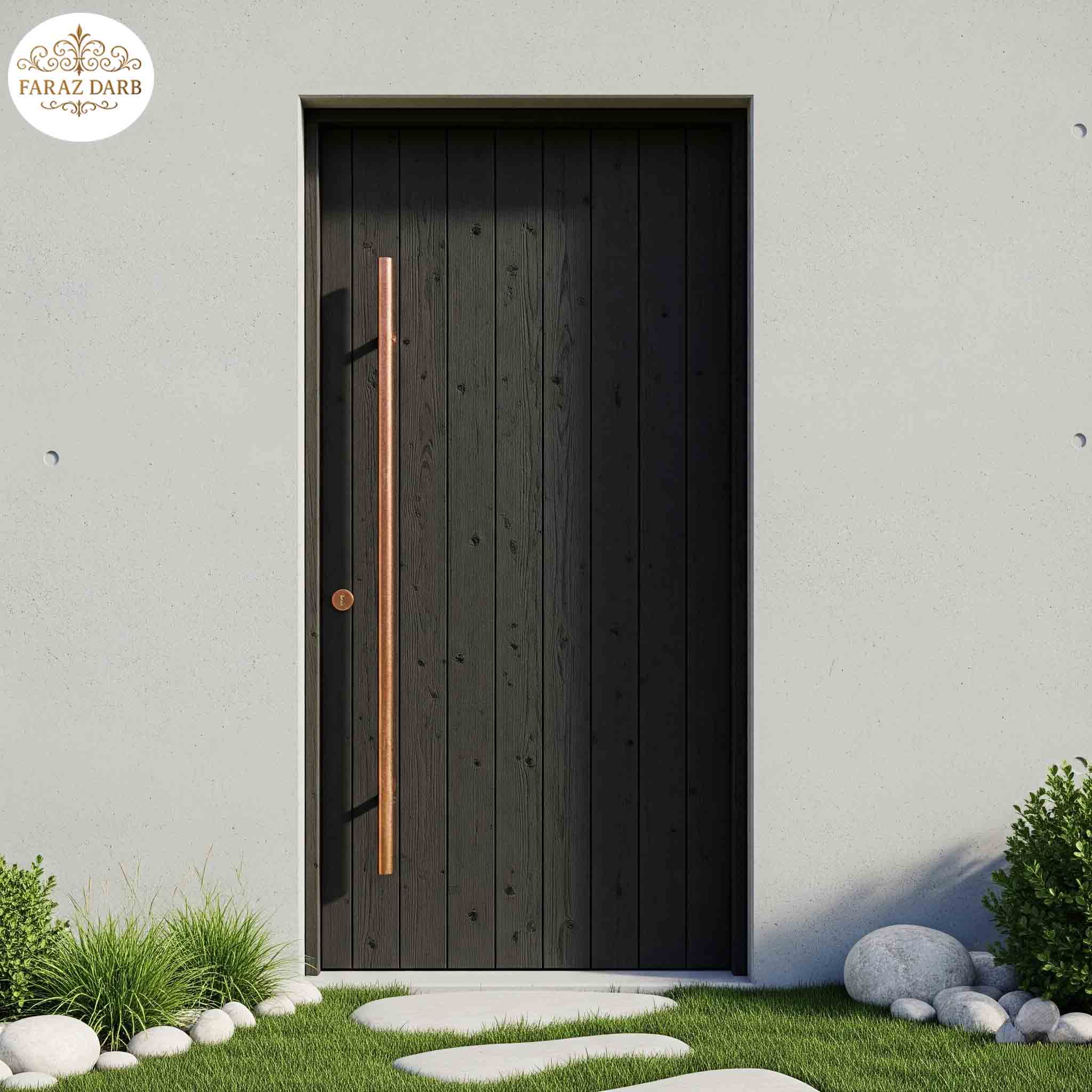 درب حیاط با دستگیره بلند مسی