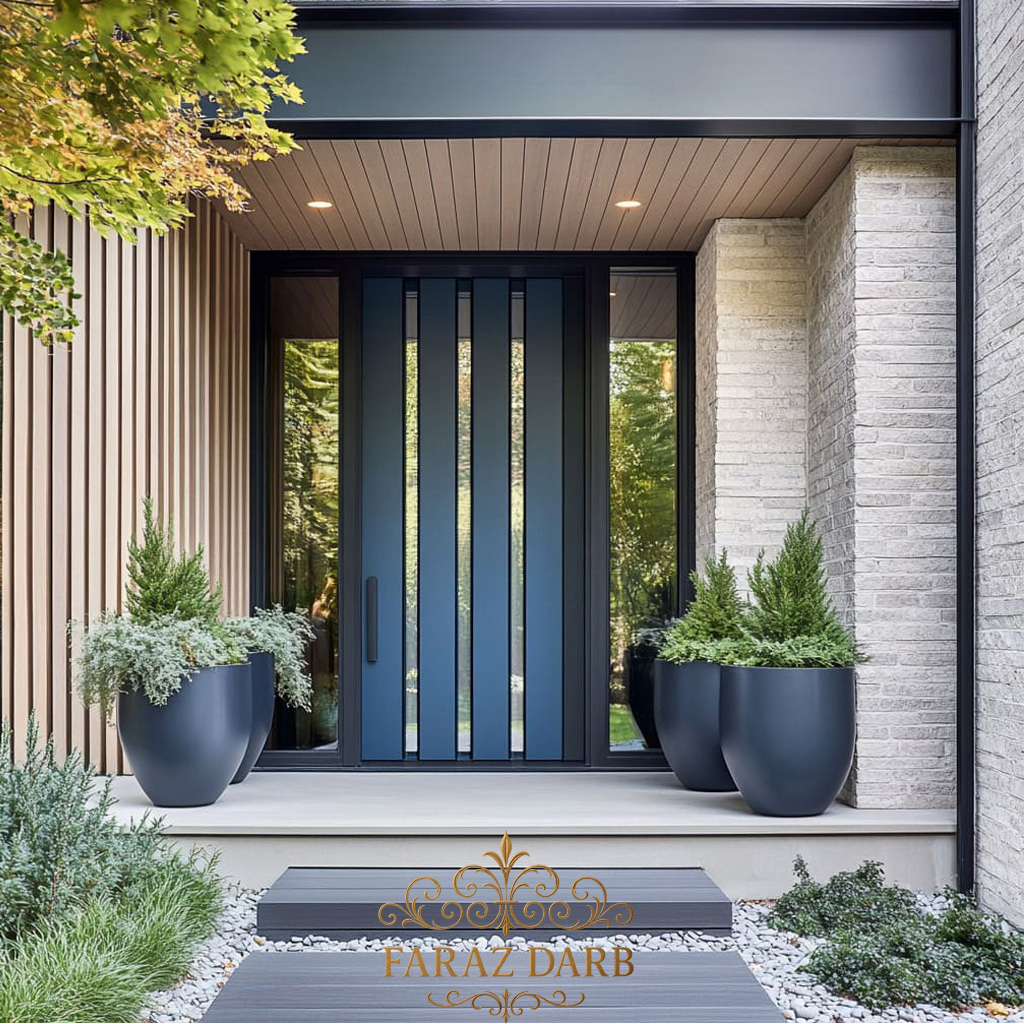 20 مدل رنگ درب حیاط سرمه ای طلایی (1404)