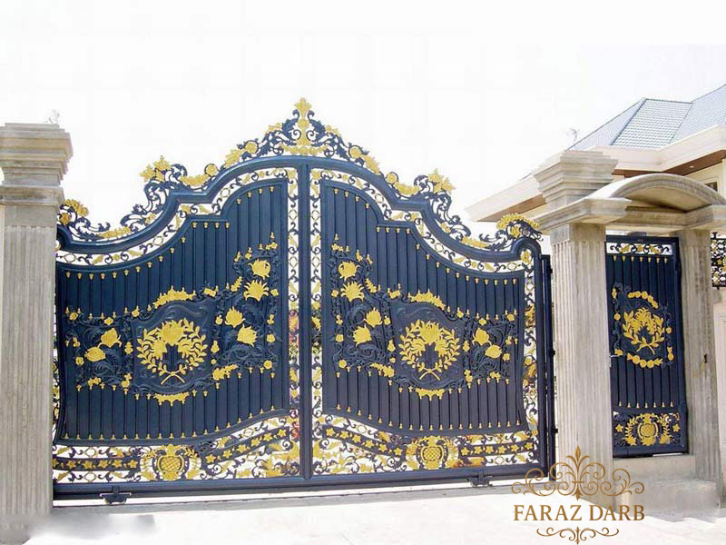 20 مدل رنگ درب حیاط سرمه ای طلایی (1404)