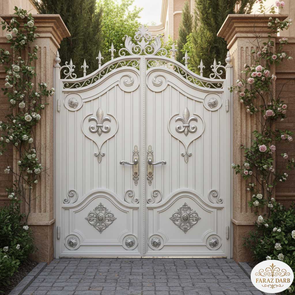 درب سفید با پتینه‌کاری نقره‌ای