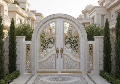 درب ویلایی باشکوه دو لنگه به رنگ صدفی